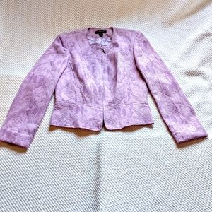 Louben Lavender Flower Embroidered Zip Jacket Sz 4
